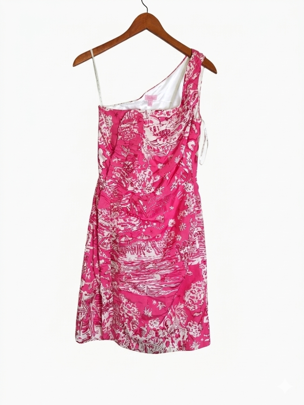 Lilly Pulitzer Hot Pink One-Shoulder Printed Dress Size 8